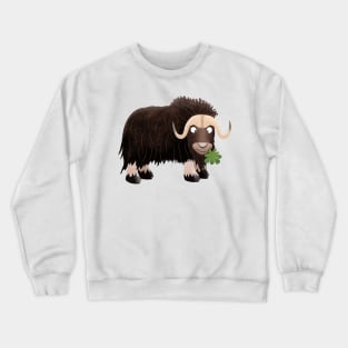 Funny musk ox cartoon illustration Crewneck Sweatshirt